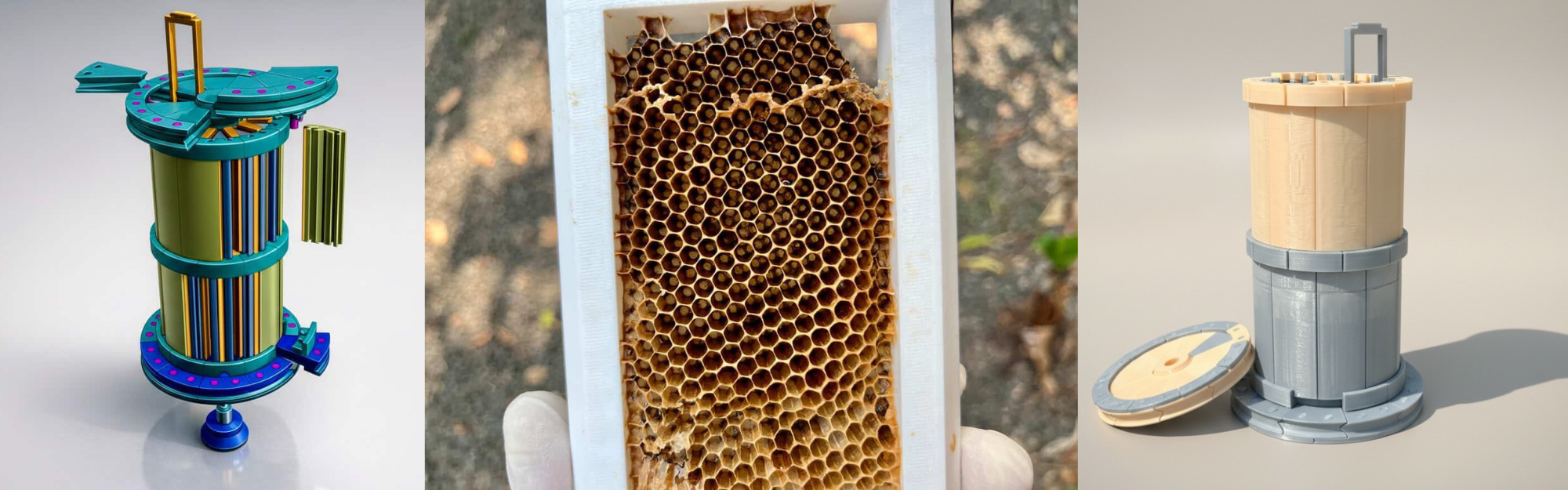 Beehive system designed for sustainable beekeeping, local manufacturing, and bee-first hive management.