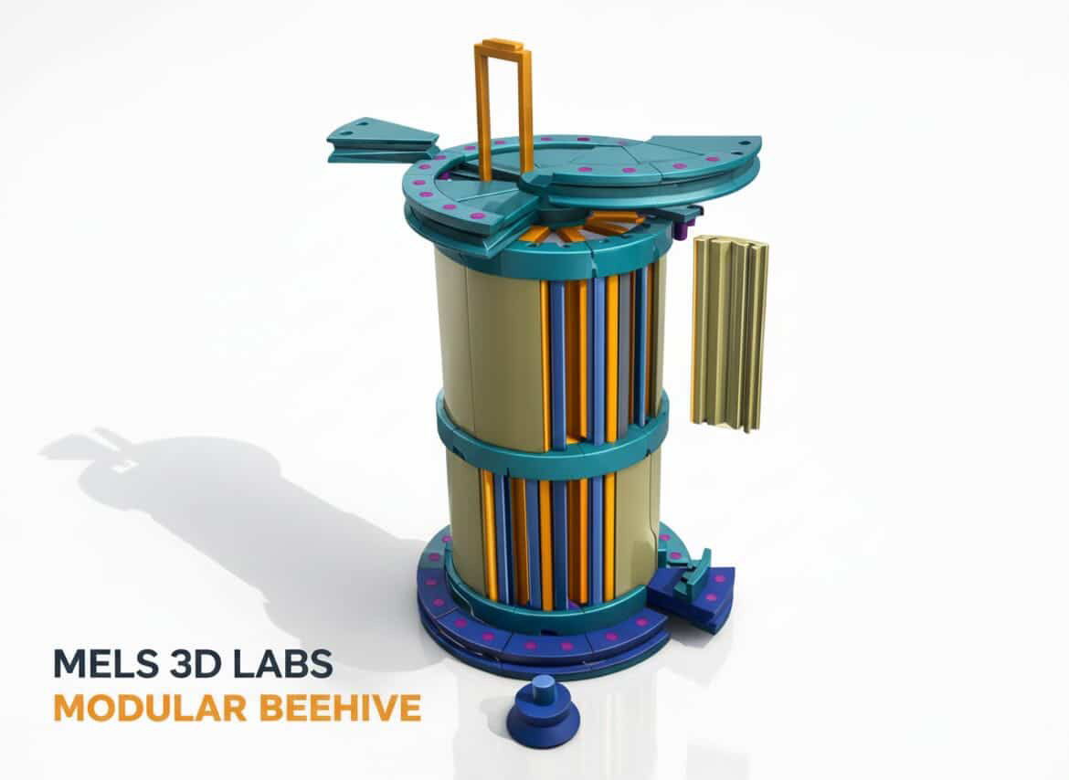 Beehive system designed for sustainable beekeeping, local manufacturing, and bee-first hive management.
